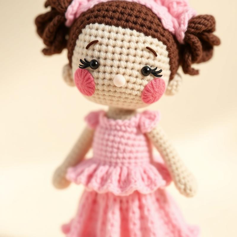 Bambola amigurumi con vestito rosa
