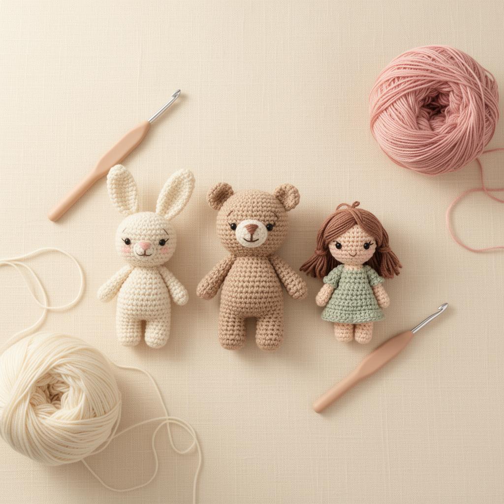 Bambole amigurumi fatte a mano con uncinetto e gomitoli di lana